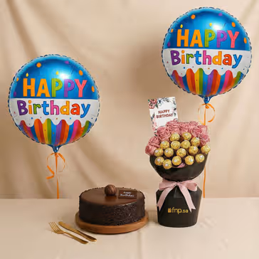 Purple Roses & Chocolate Birthday Bouquet
