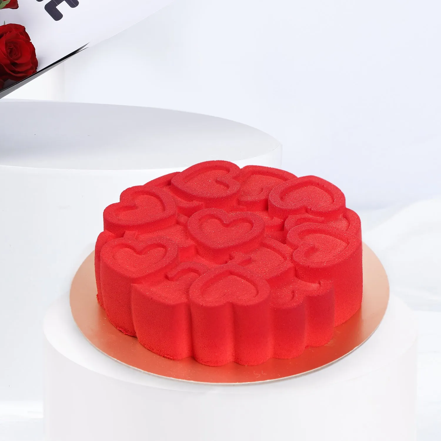 U R Mine Bouquet with Red Velvet Heart Cake - Perfect Gift Set