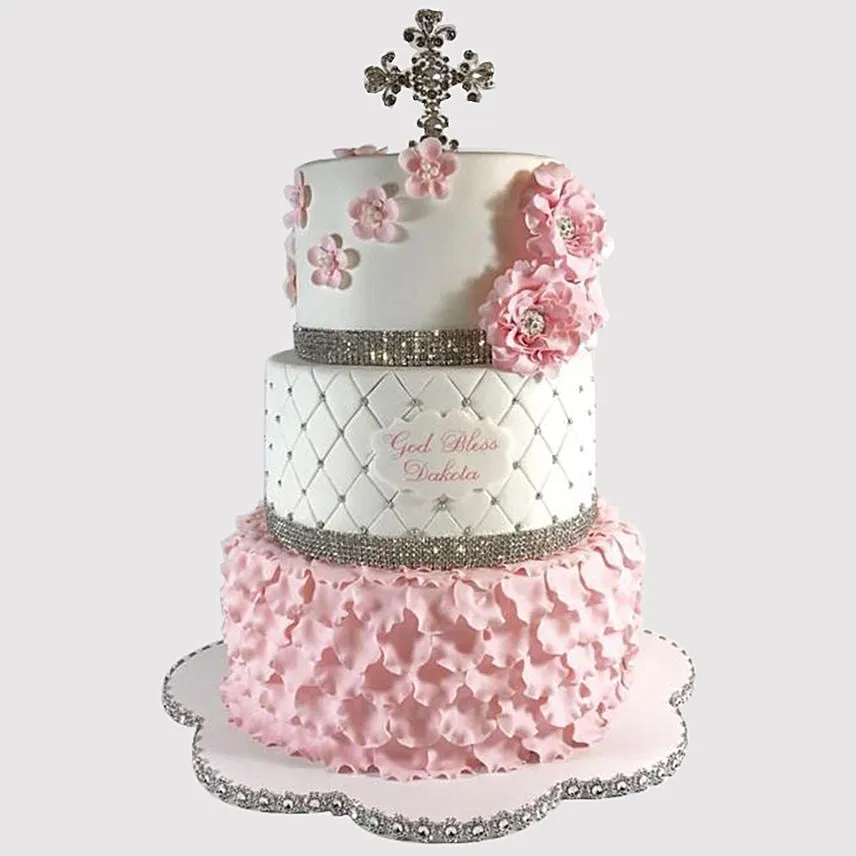 3 Layered Christening Cake
