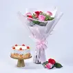 Charming Pink & Red Roses Bouquet with Delightful Butterscotch Cake