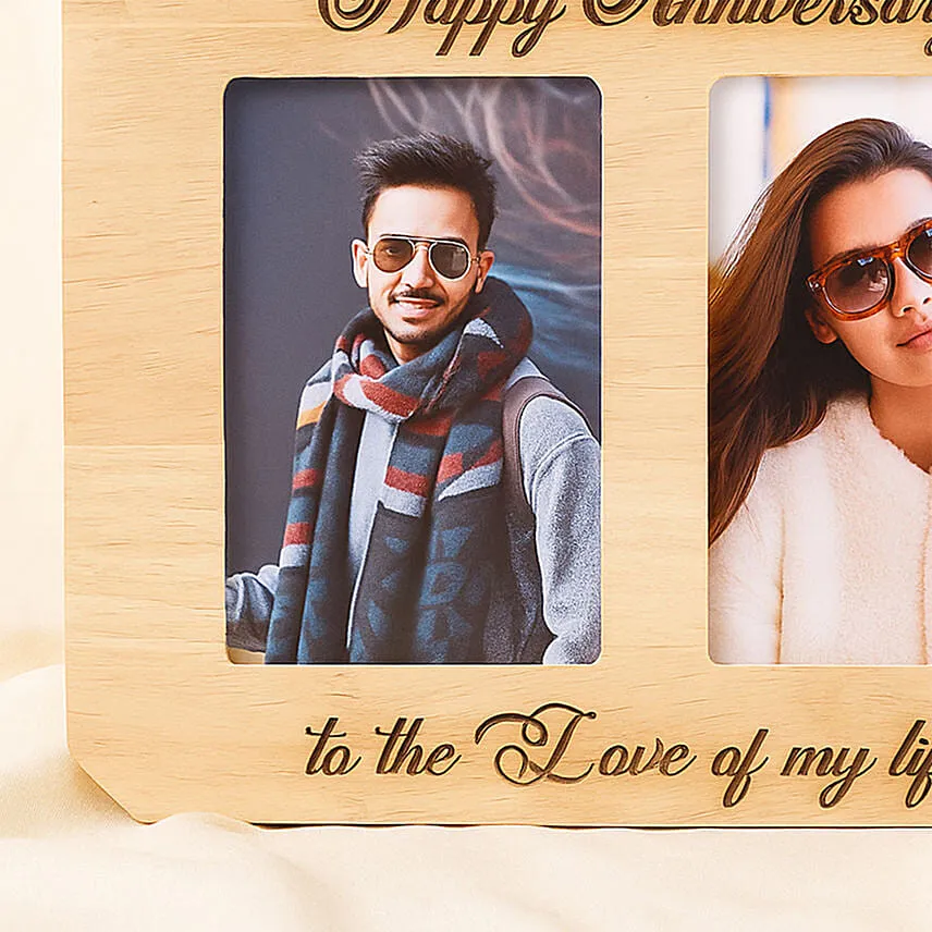 personalised happy anniversary wooden photo frame