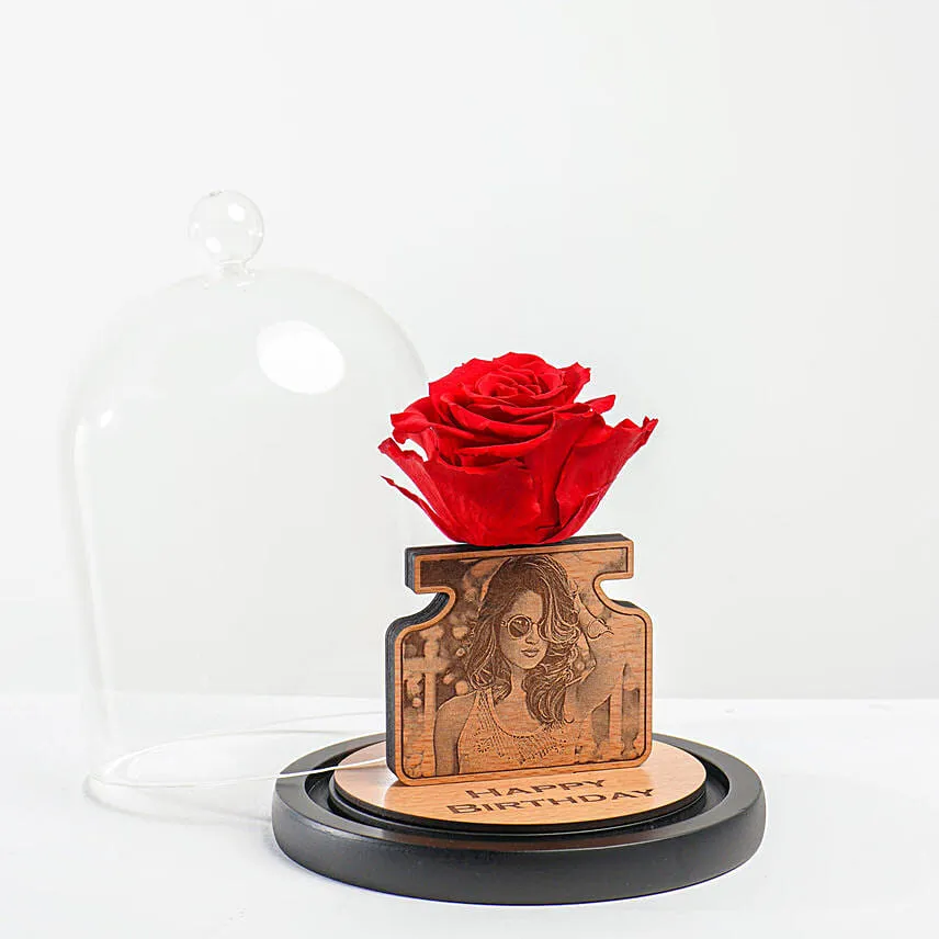 Personalized Red Forever Rose Arrangement