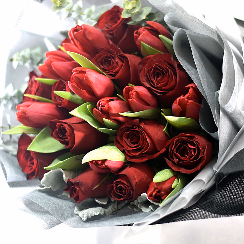 Gracefully Yours Roses & Tulips Bouquet