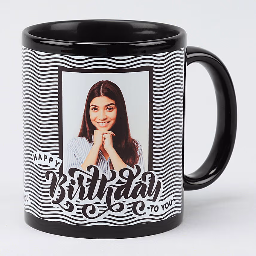 Jade Plant with Personalised Black Bday Mug