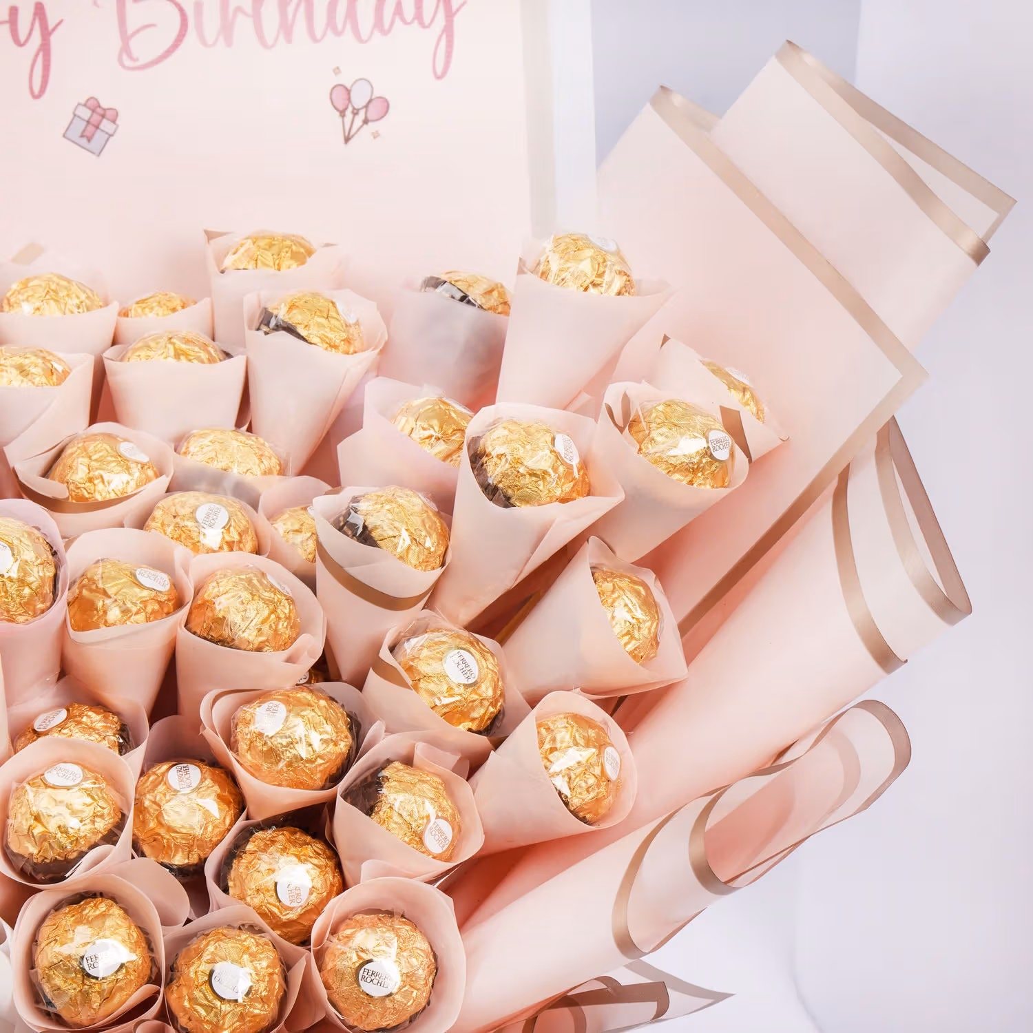 Luxurious Ferrero Rocher Birthday Bouquet with Pampas Touch