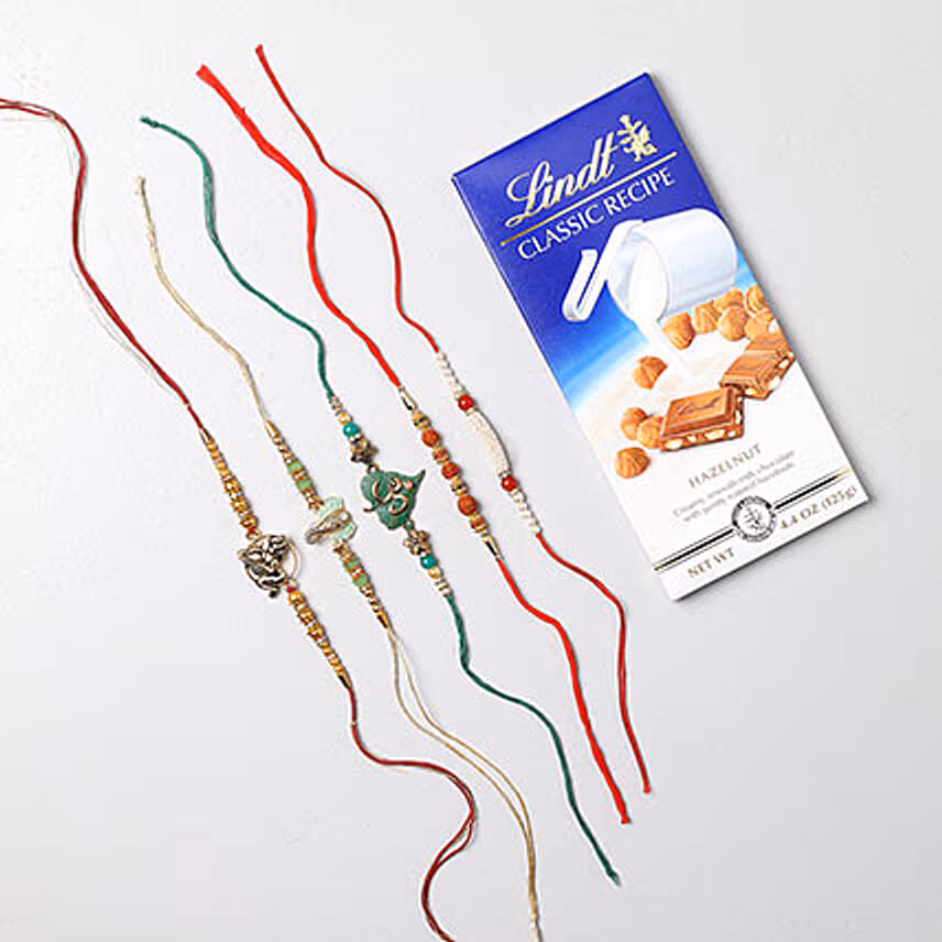 Lindt Choco Bar And Rakhi Set of 5