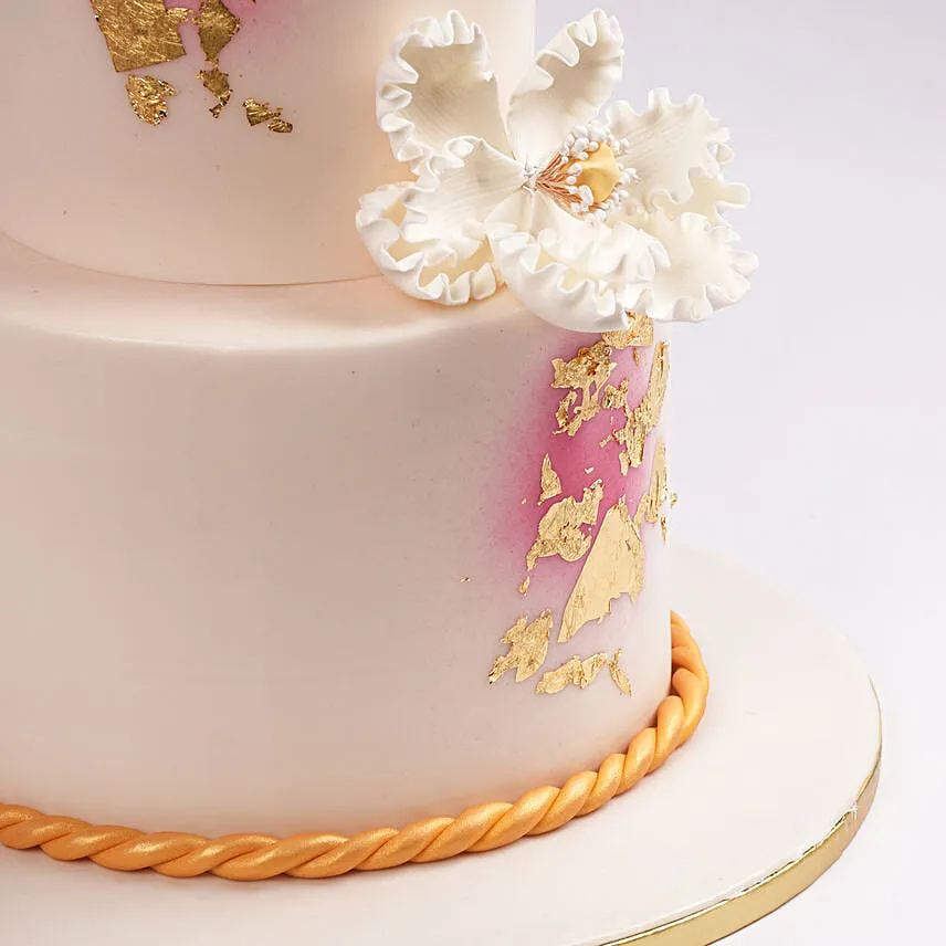 Golden Blossoms of Retirement Red Velvet Cake