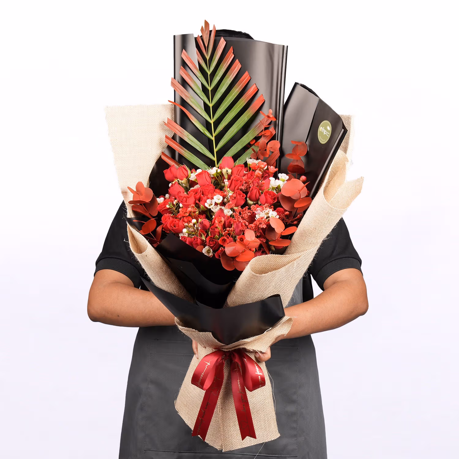 Crimson Charm & Rustic Romance: Luxurious Red Rose Bouquet