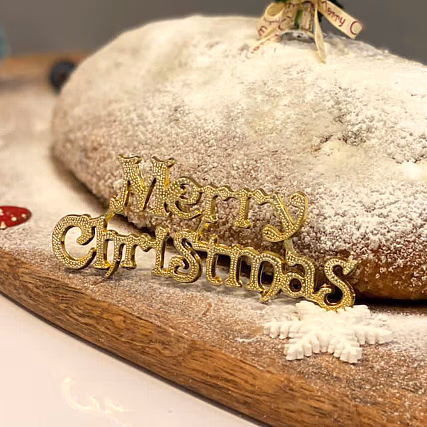Merry Christmas Drips Brandy Stollen Loaf