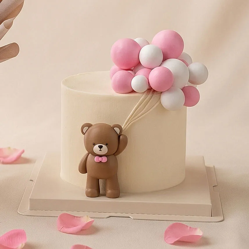 Teddy Bear Surprise - Preserved Flower Bouquet and Cake