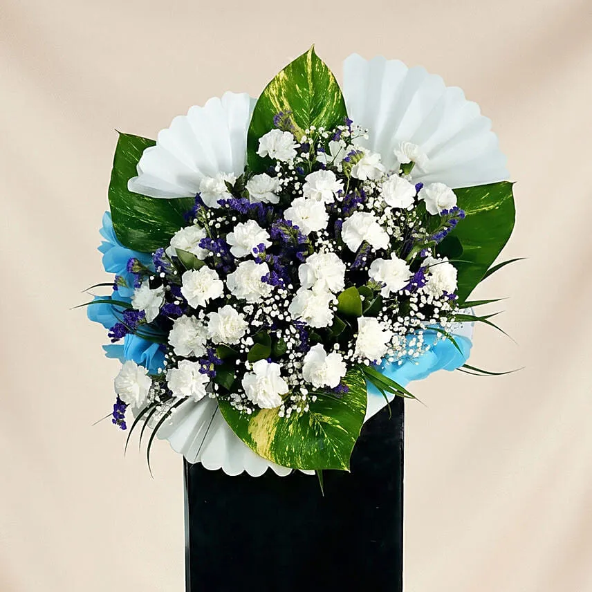 Blessed Soul Condolence Mixed Flowers Black Stand