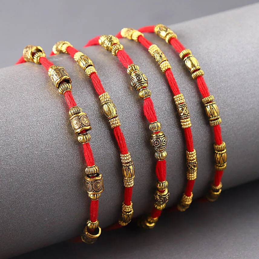 Sneh Classic Brass Rakhi Set & Kaju Katli