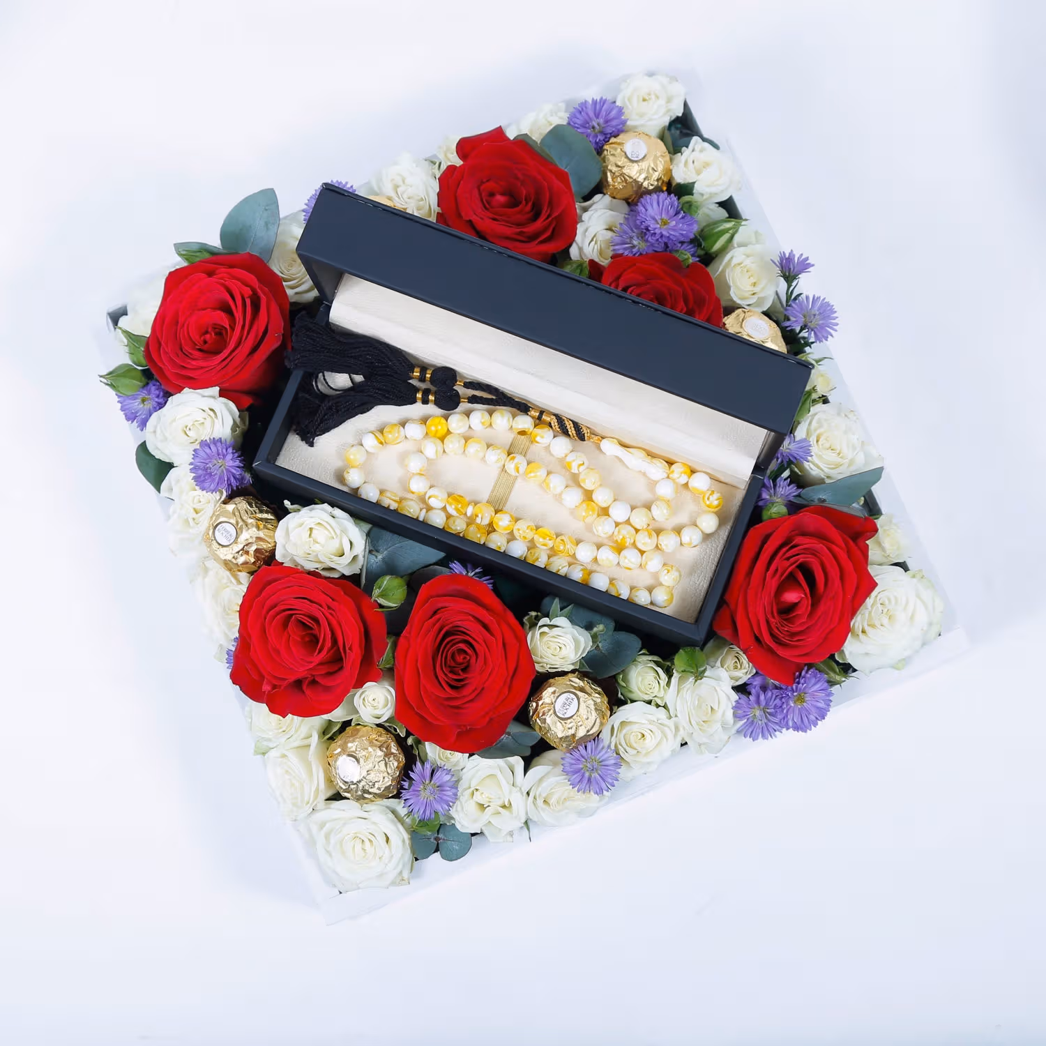 Luxury Musbah - White & Yellow - Large Edition - Elegance Floral Box