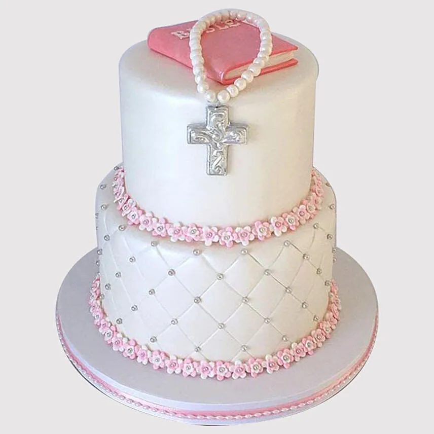2 Layered Christening Cake
