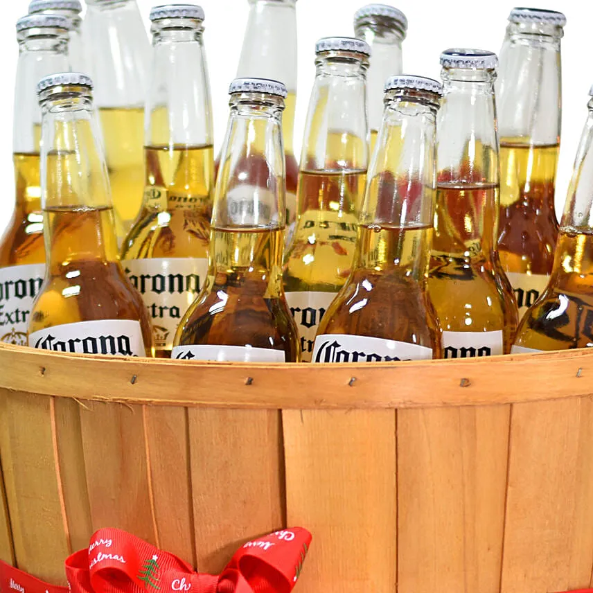 Christmas Joy Corona Beer Wooden Barrel