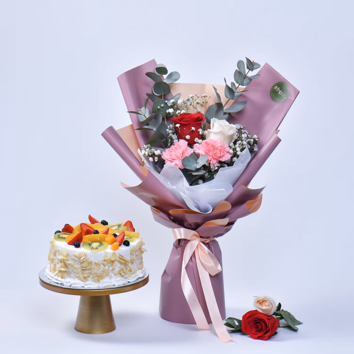 Rosy Carnation Delight - With Cake