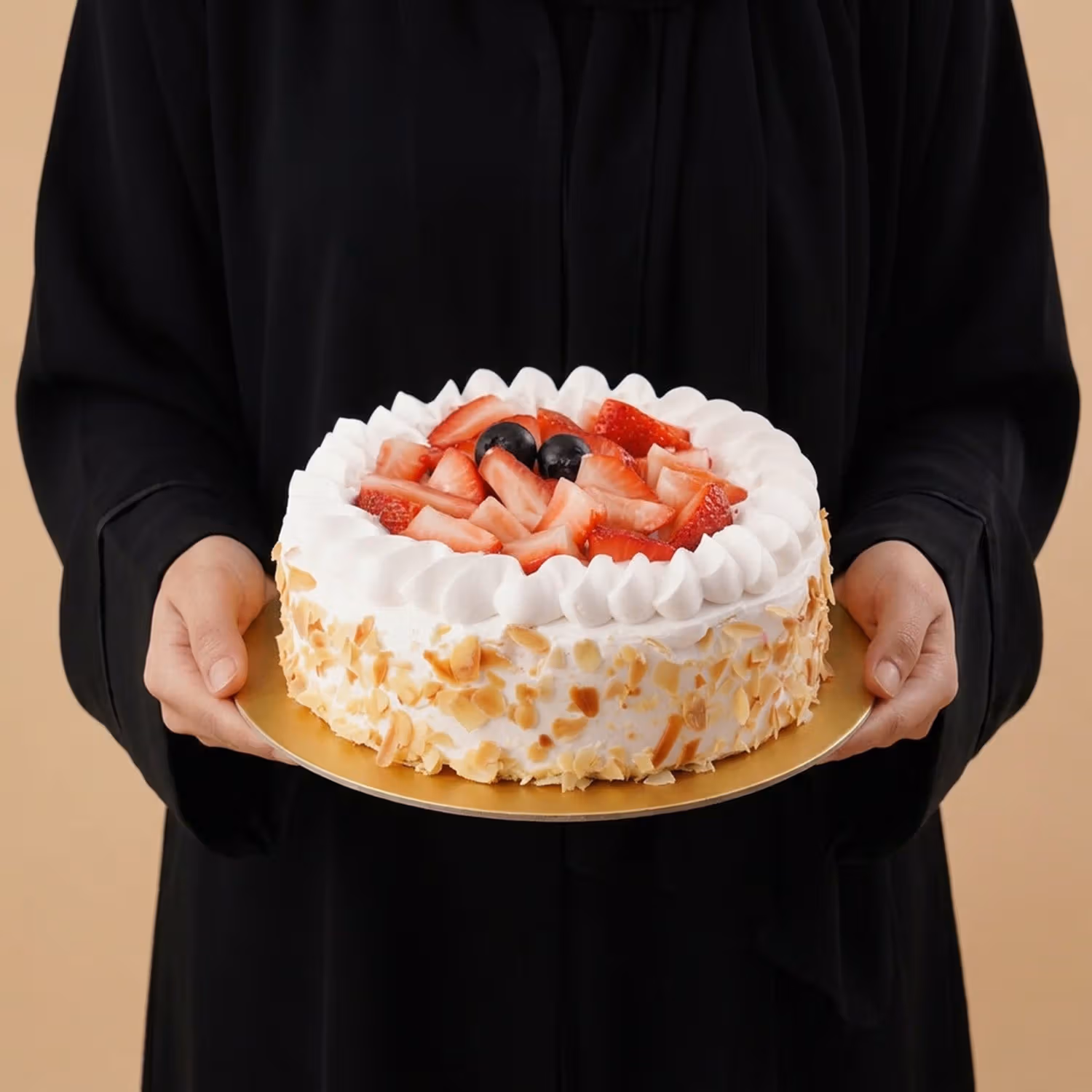 Strawberry Almond Flakes Cake