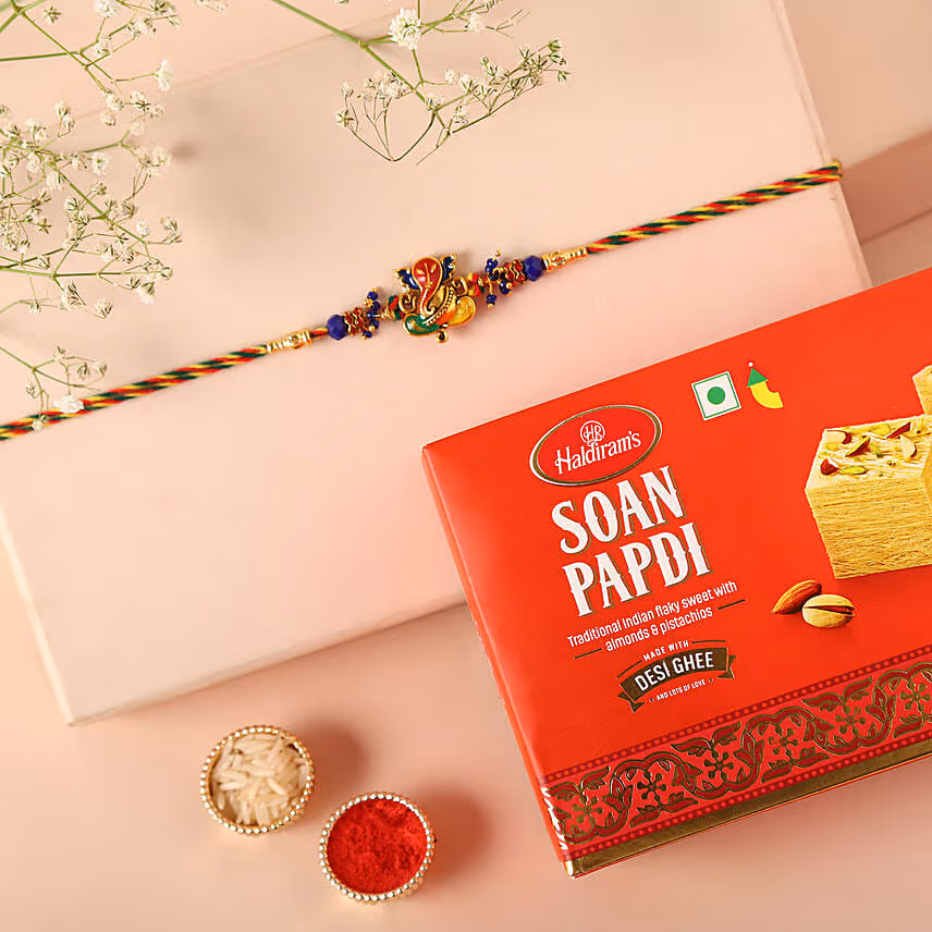 Sneh Ganesha Rakhi & Soan Papdi