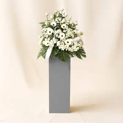 Serene Mixed Flowers Brown Stand Arrangement