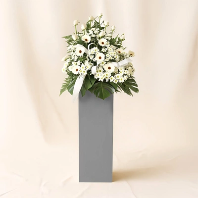 Serene Mixed Flowers Brown Stand Arrangement