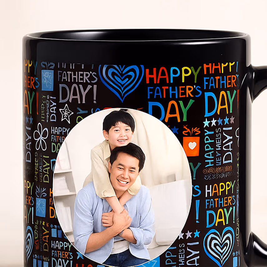 Personalised Black Mug for Dad Fathers Day Gift
