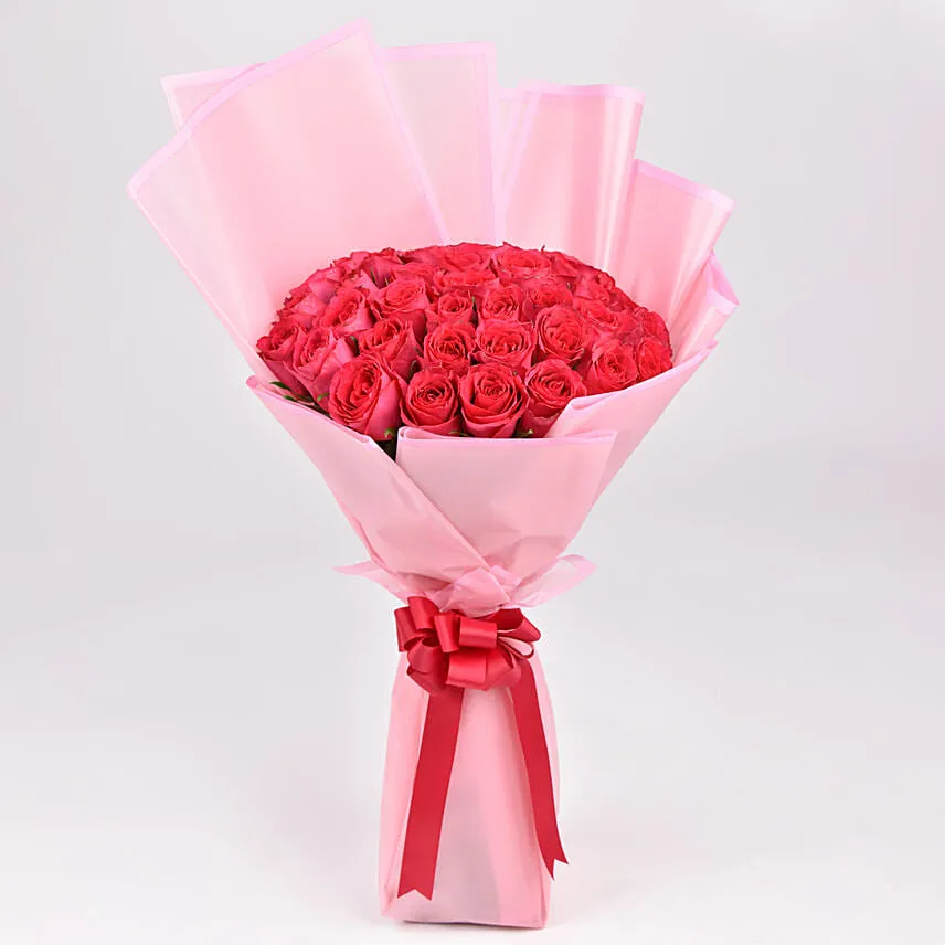 35 Dark Pink Roses Designer Bouquet