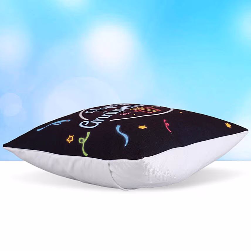 Happy Anniversary Led Cushion With Teddy Bear