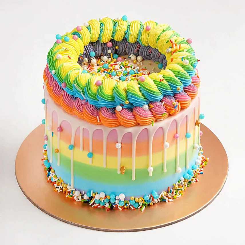 Exquisite Vanilla Rainbow Cake 12 Portion