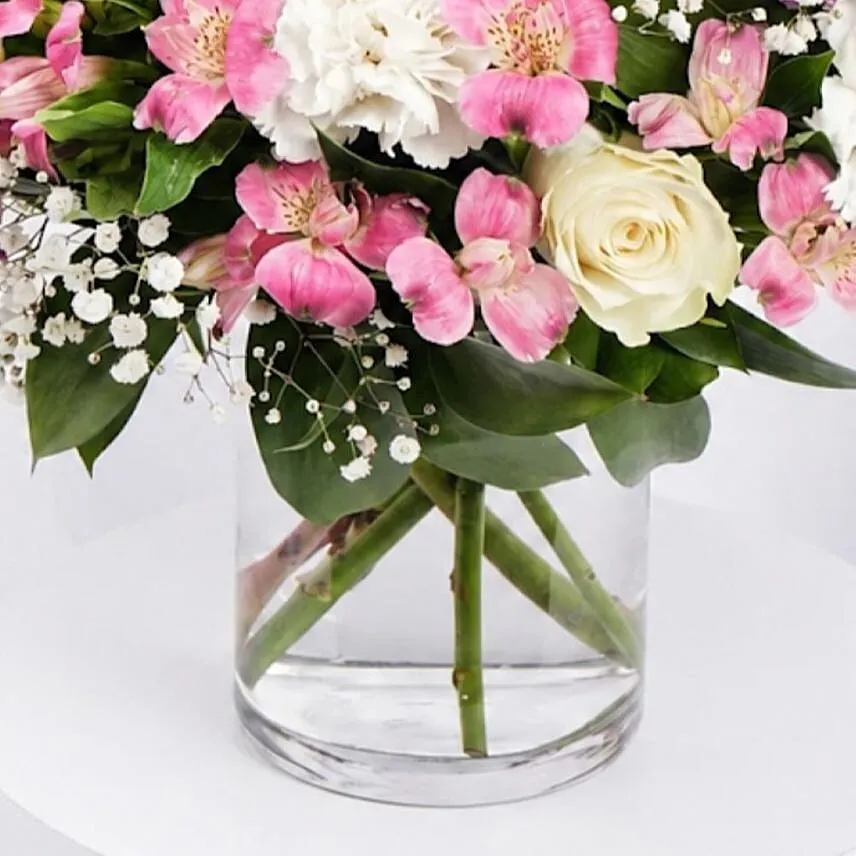 Exotic Purple White Flowers Vase