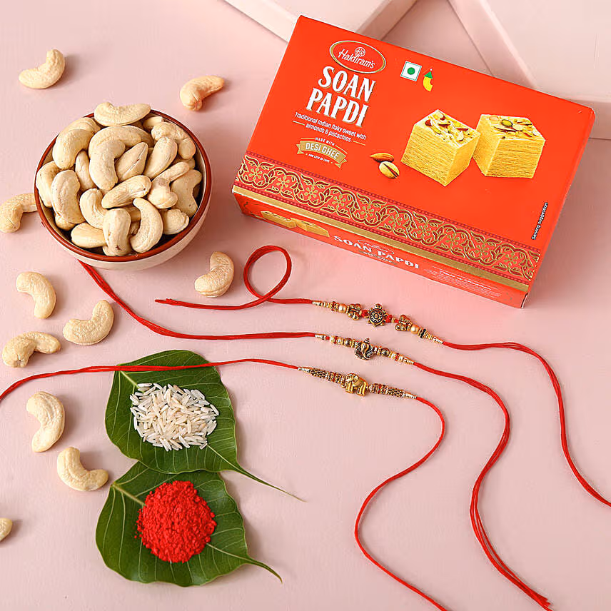 Sneh Feng Shui Rakhi Set With Soan Papdi & Cashews