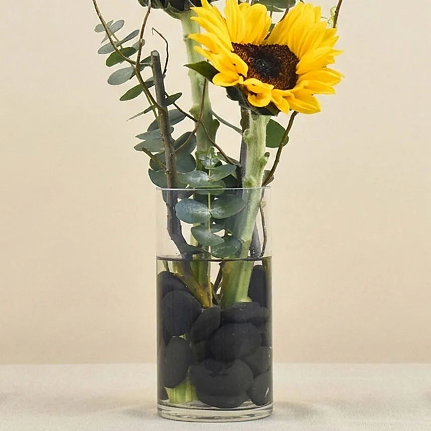 Sunny Sunflowers Cylindrical Vase