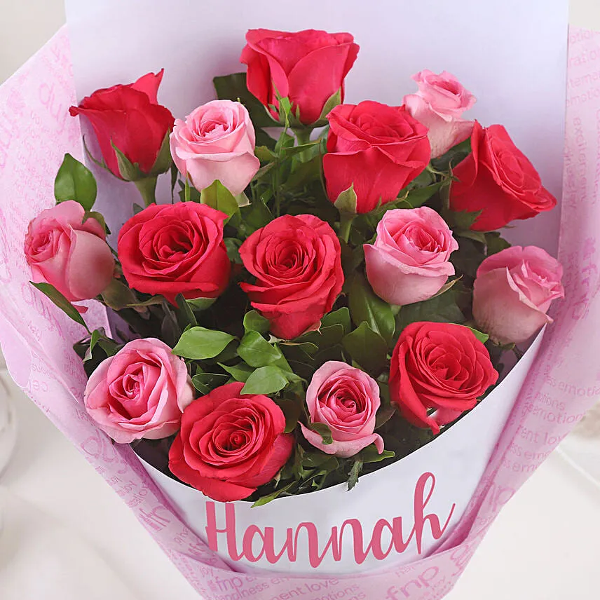 Joyful Personalised Rose Bouquet with Ferrero Rocher