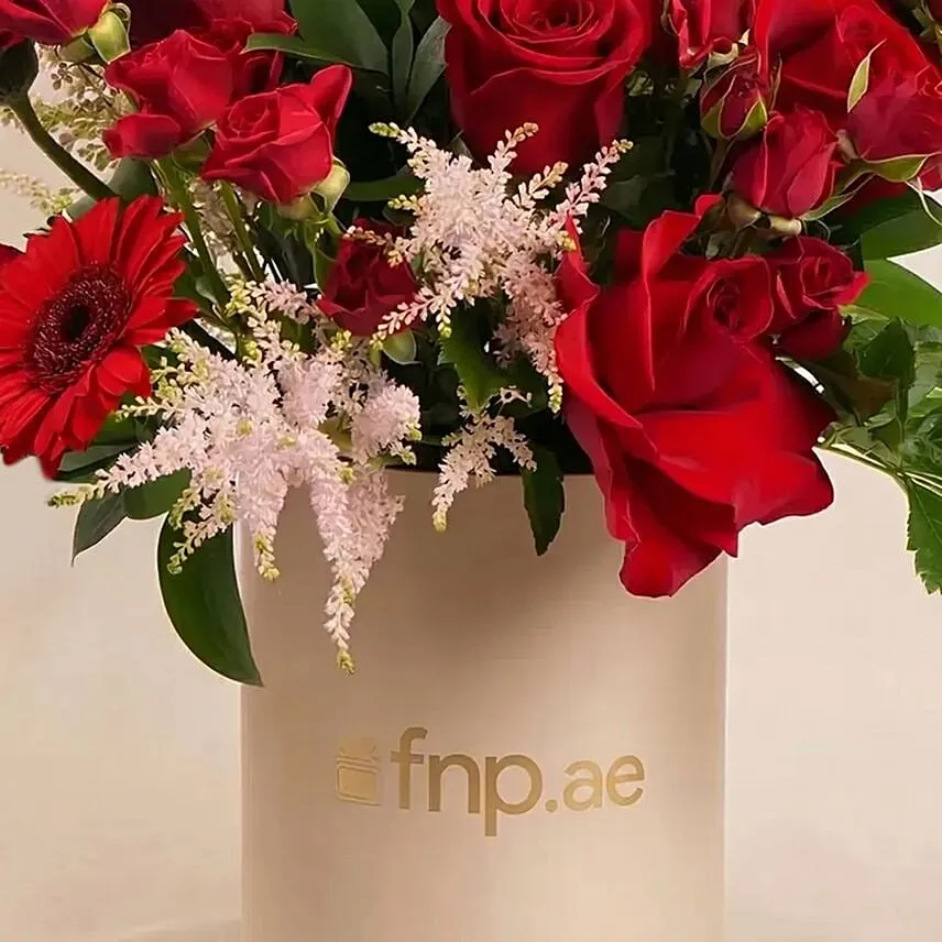 Luxury Red Roses And Gerberas Flower Box Gift