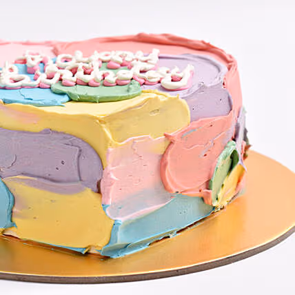Rainbow Love Heart-Shaped Chocolate Birthday Cake