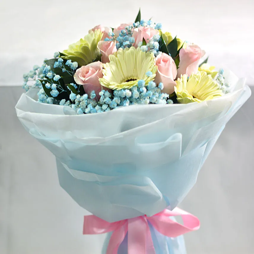 Gerberas & Roses Blossom Bouquet