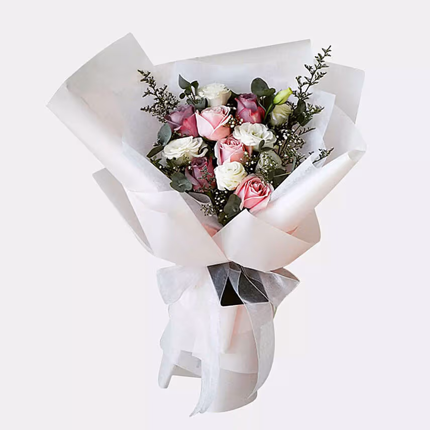 Bunch Of Flowers With Chocolates & Cake Combo
