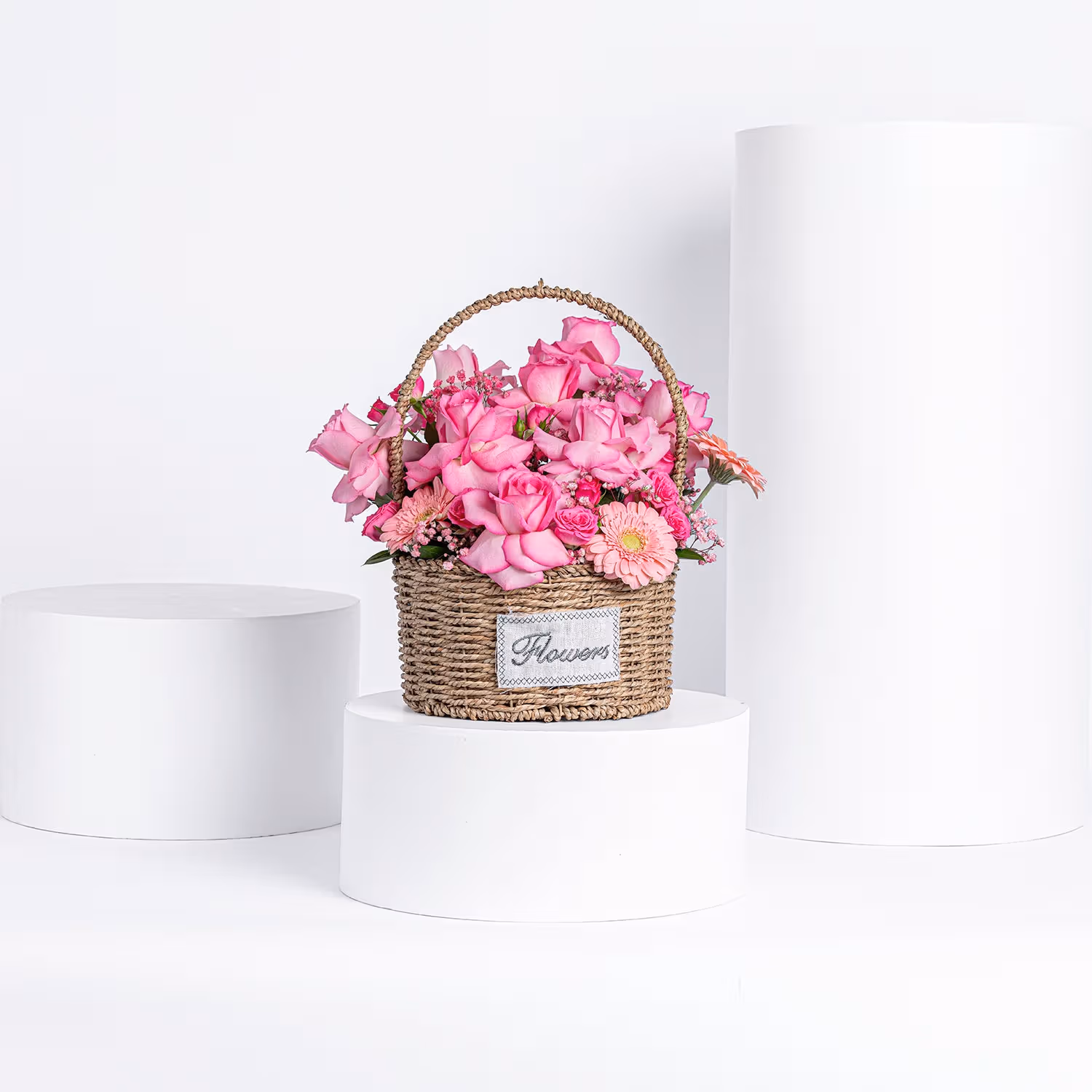 Elegant Pink Flower Basket Arrangement