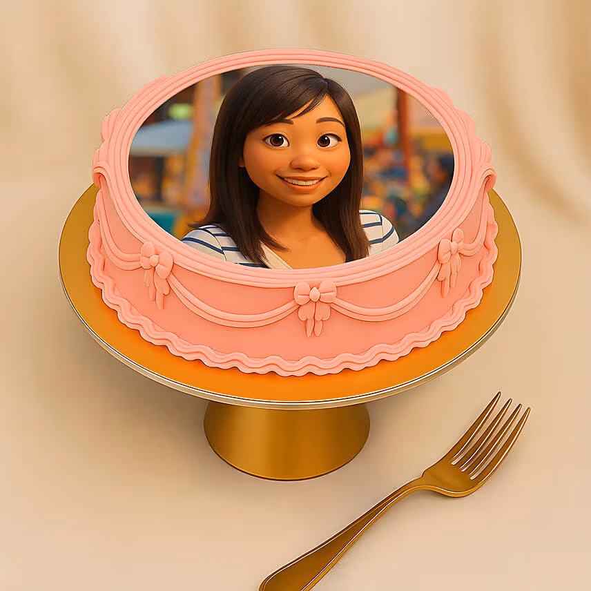 Fairytale Cartoon Style Personalised Chocolate Photo Cake