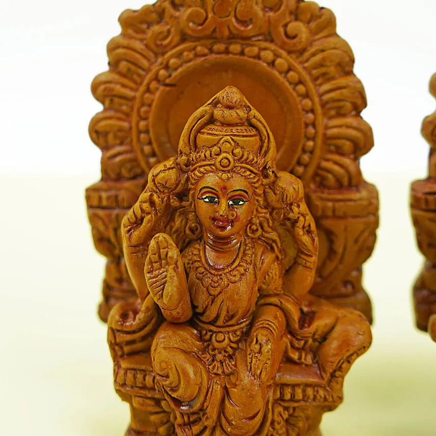 Laxmi N Ganesha Idols Brown Color