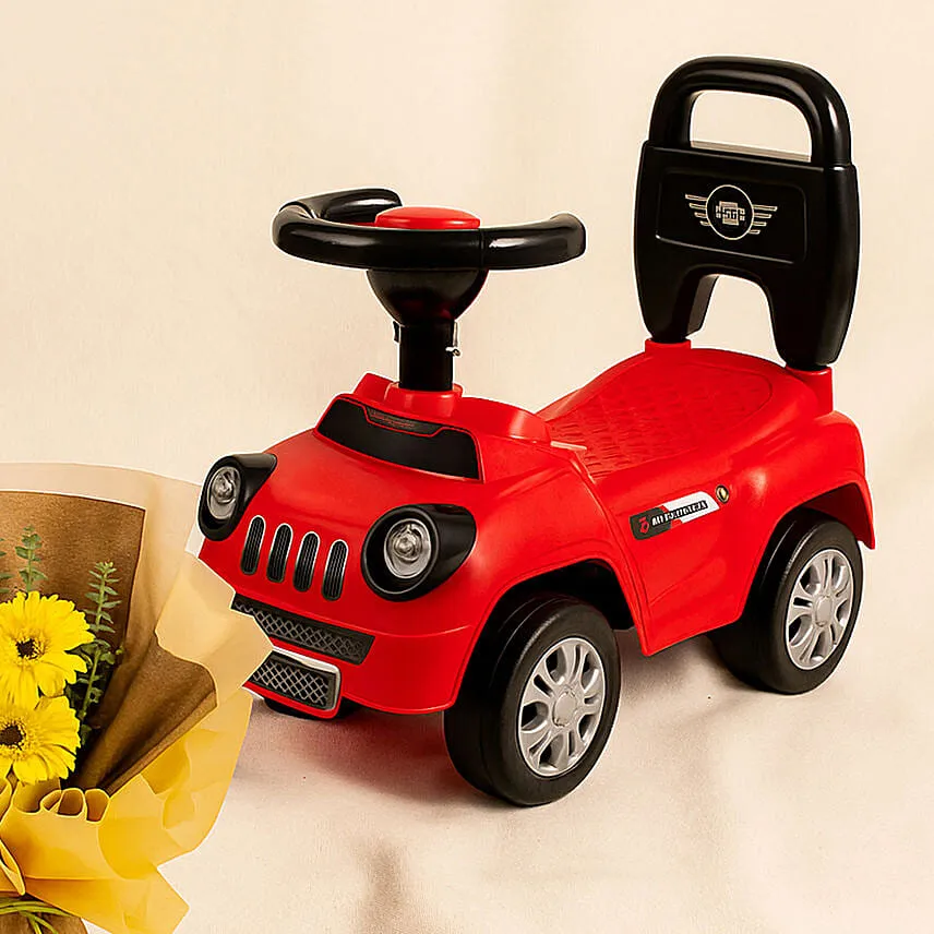 Ride On Push Car and Love Charm Bouquet