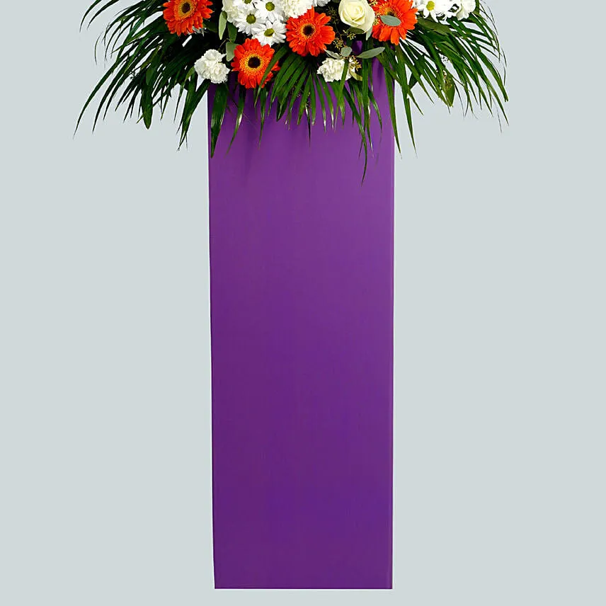 Delightful Mixed Flowers Purple Cardboard Stand
