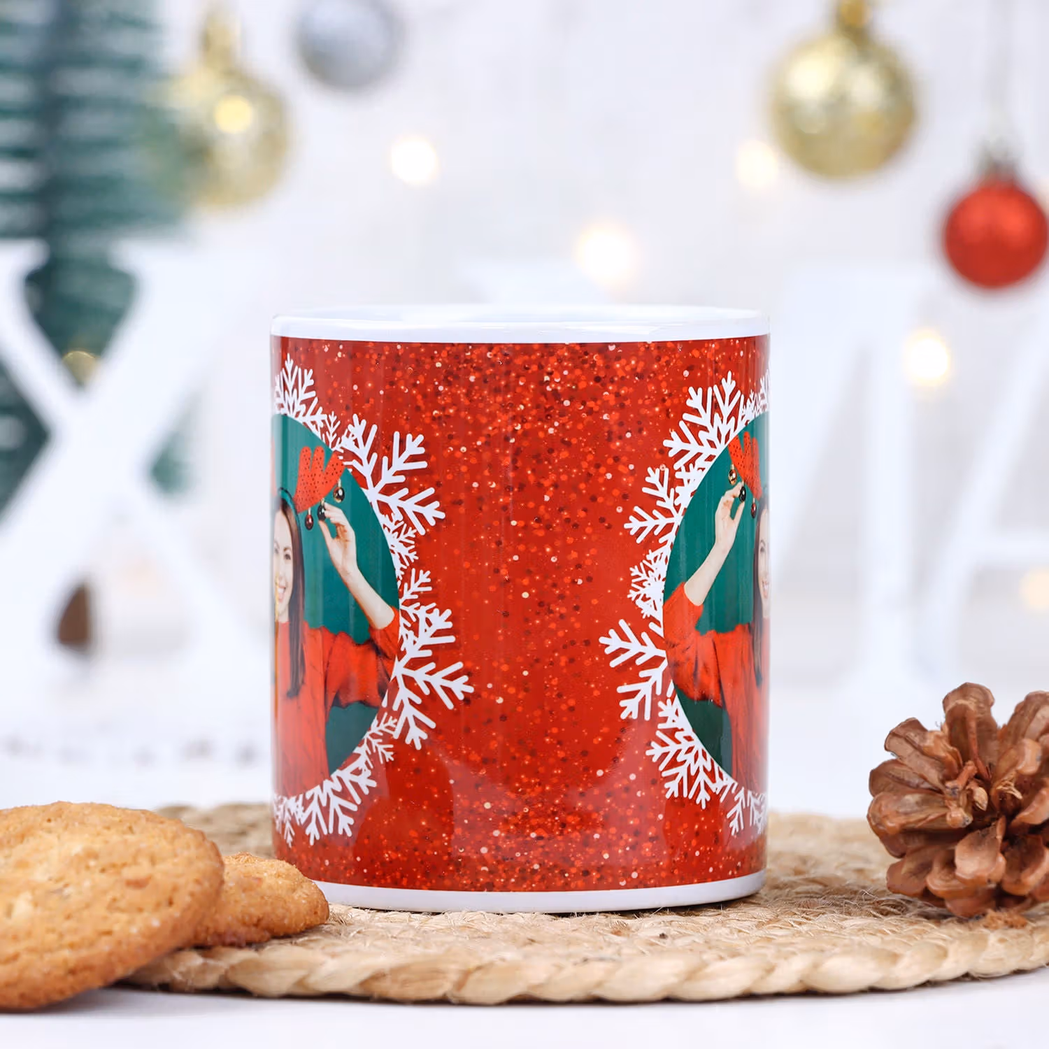 Personalized Christmas Bliss Ceramic Mug - Festive Design