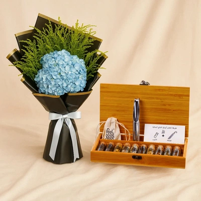 Blue Hydrangea n Feel Good Tea Combo