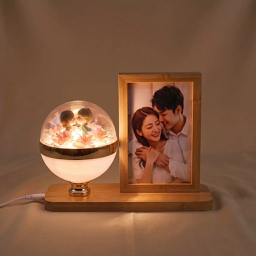 Personalised Couple Floral Dome Photo Frame