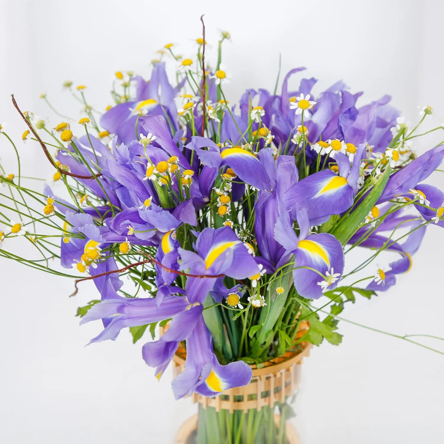 Iris Blue Flower Vase Arrangement