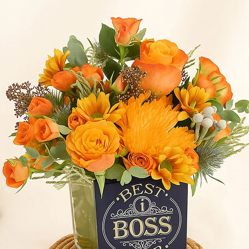 Best Boss Ever Flowers Vase