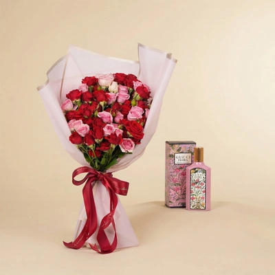 Pink & Red Baby Rose n Gucci Perfume for Her