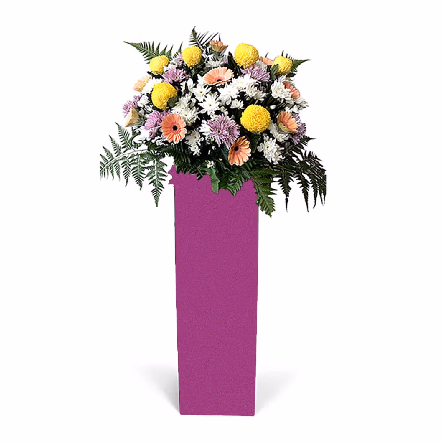 Premium Mixed Flowers With Pink Stand