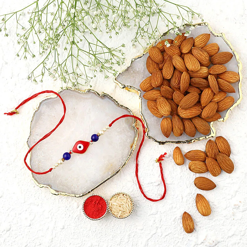 Sneh Evil Eye Red Rakhi & Almonds
