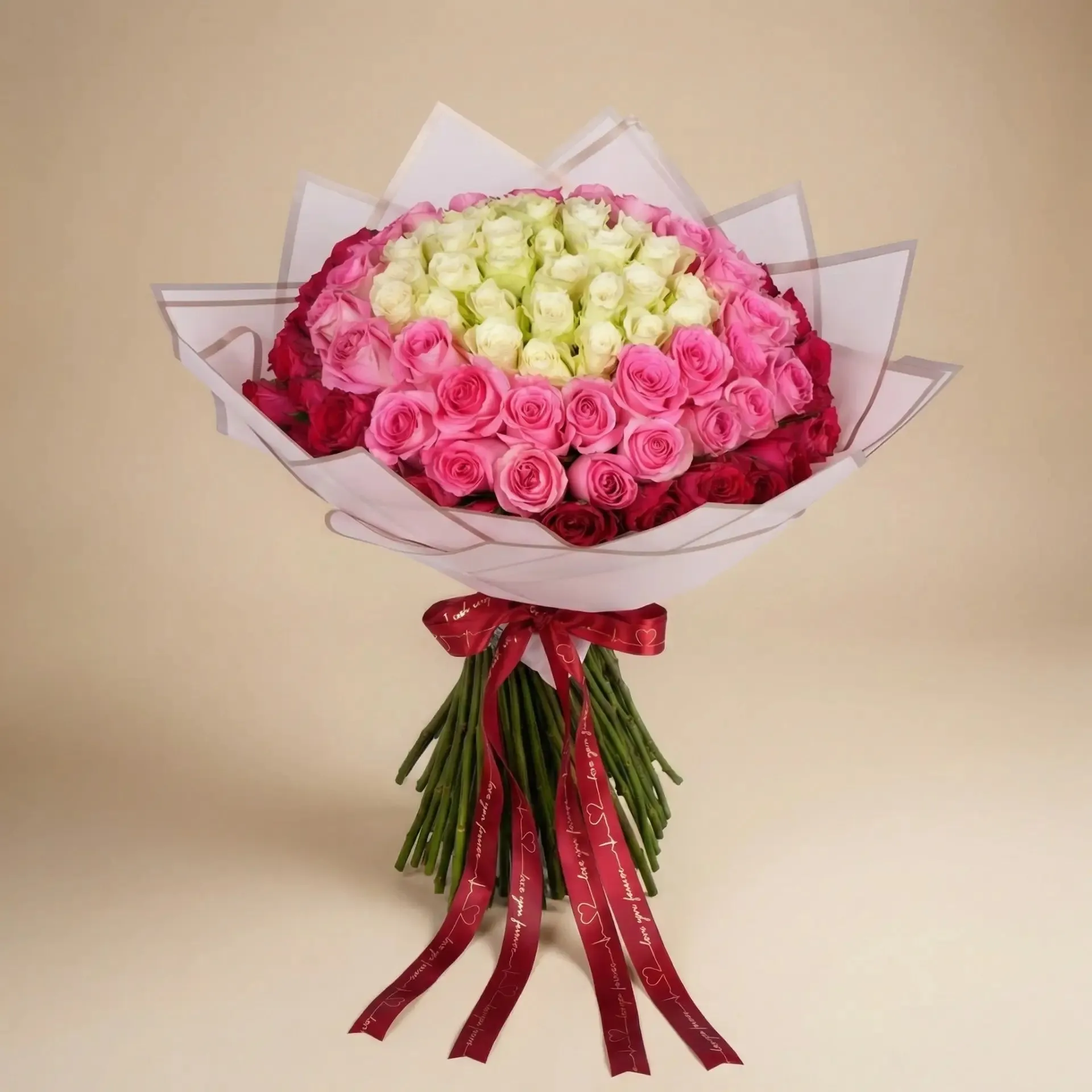 Elegance in Bloom: Pink & Ivory Rose Bouquet